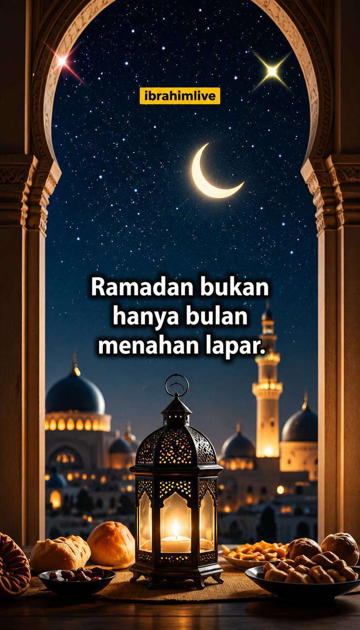 Orang berdoa khusyuk di masjid saat bulan Ramadan indah.