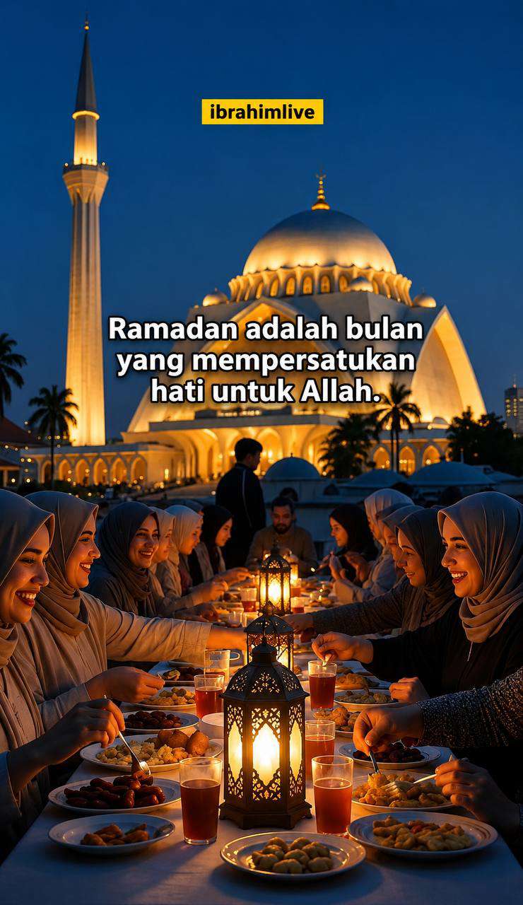 Umat Muslim berkumpul dan bersilaturahmi dengan damai saat Ramadan.